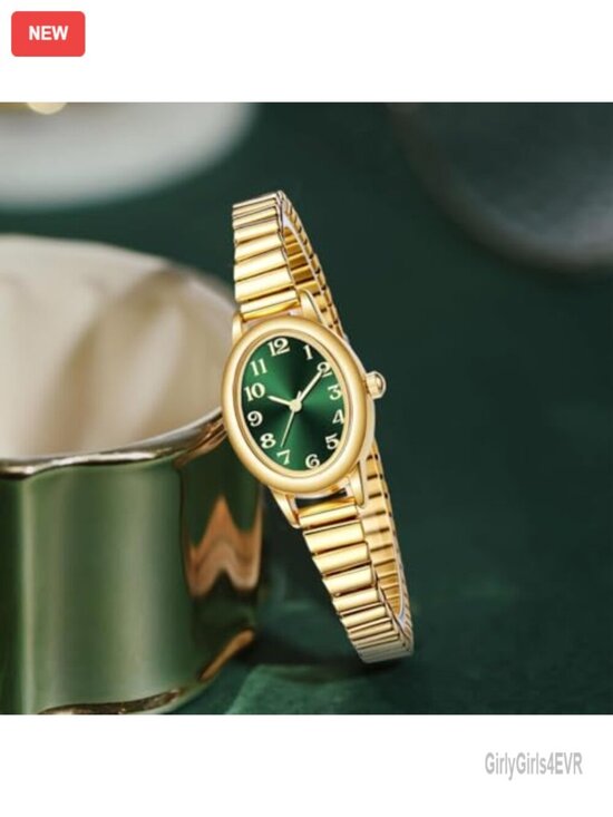 Vintage Oval Gold Watch - Analog Quartz with Expansion Band